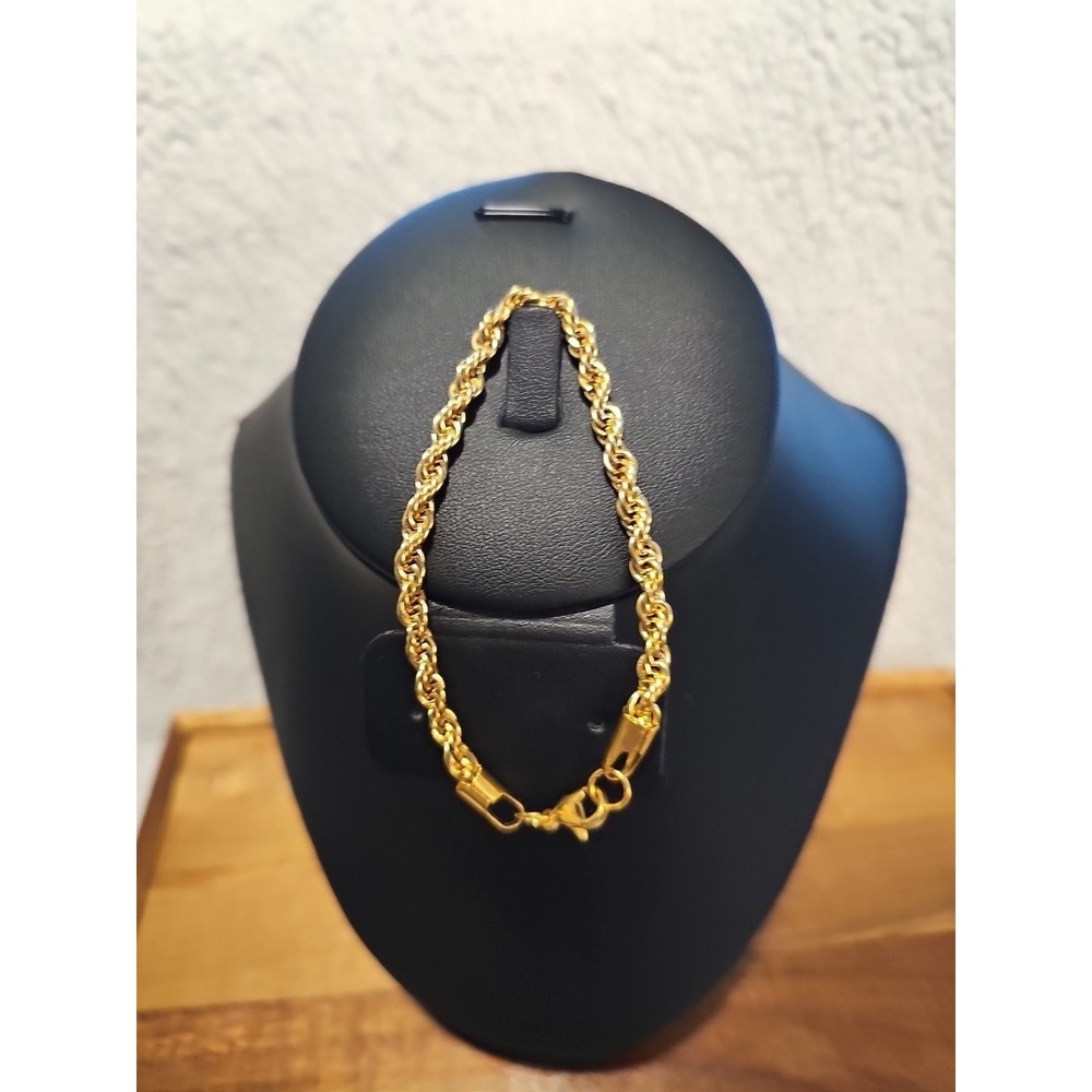 4.7 mm Woman Man Gold Plated Stainless Steel Rope Chain Bracelet Bangle 8''‎